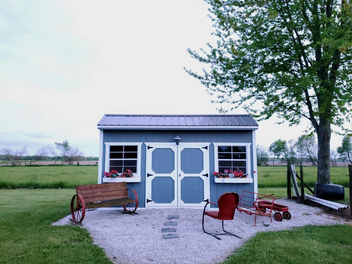 Gartenhaus Taubenblau — 9 m² mit Doppeltür