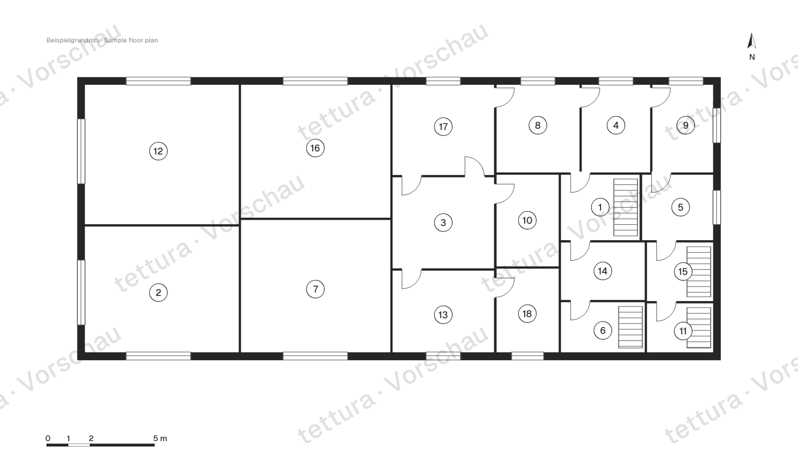 Rangée des arbres — 5 maisons en bande de 128 m² · Plan d'étage · Premier étage