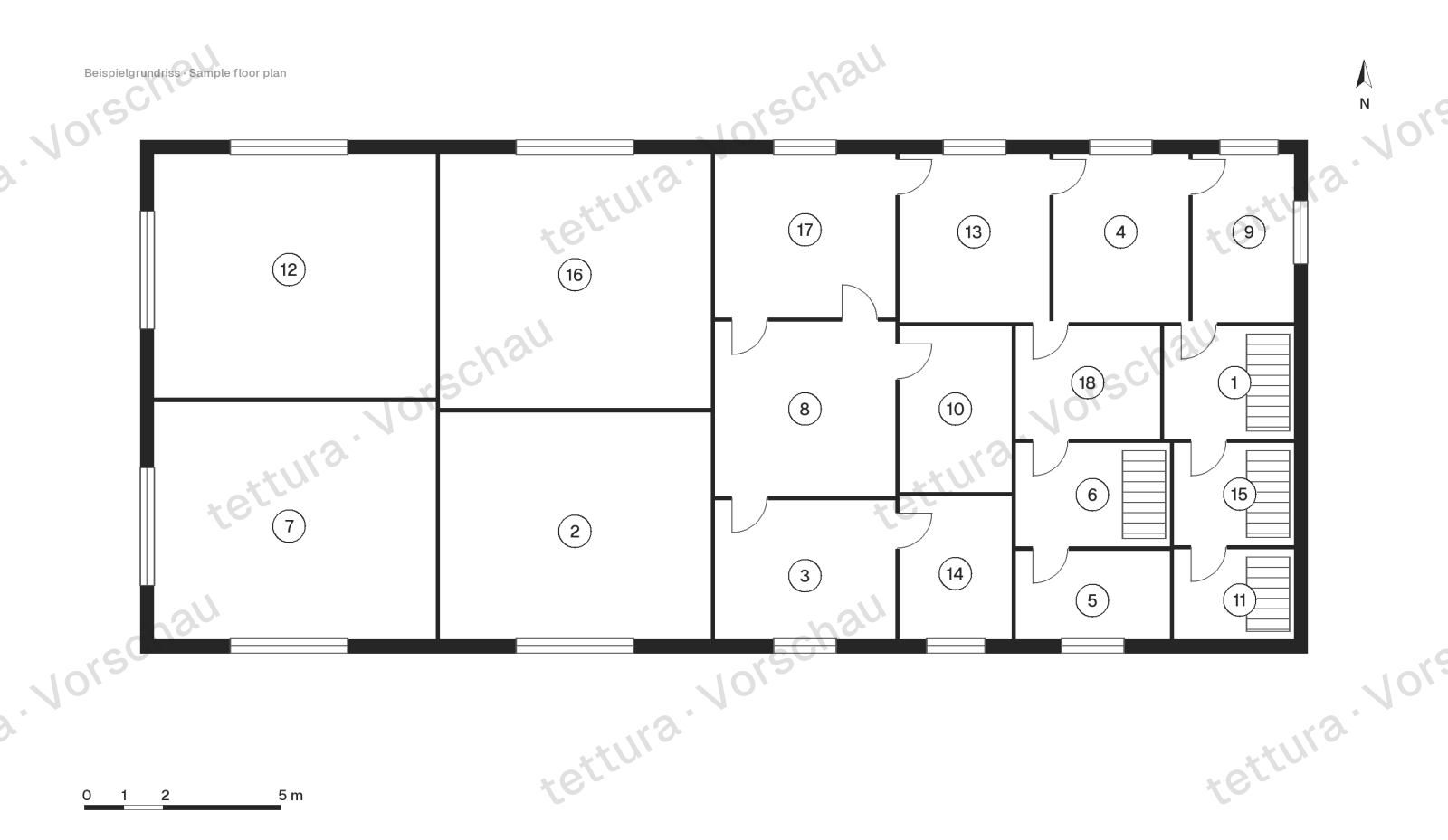 Rangée des arbres — 5 maisons en bande de 128 m² · Plan d'étage · Rez-de-chaussée