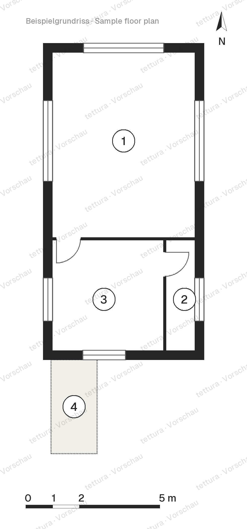 Casa de chapa en el bosque — anexo 58 m² · Plano de planta · Planta baja