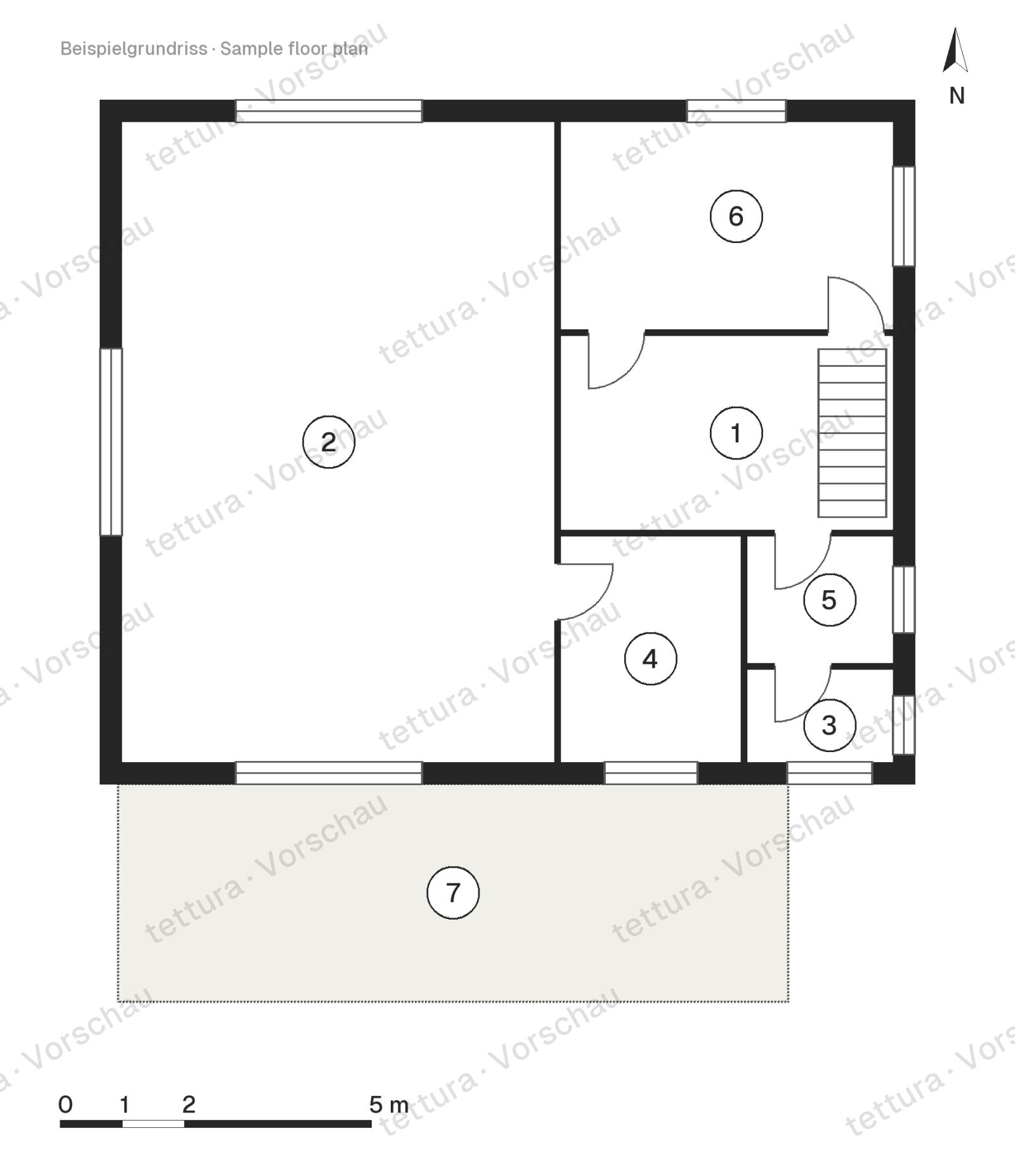 Cubo Bianco — 236 m² au bord de l'eau · Plan d'étage · Rez-de-chaussée