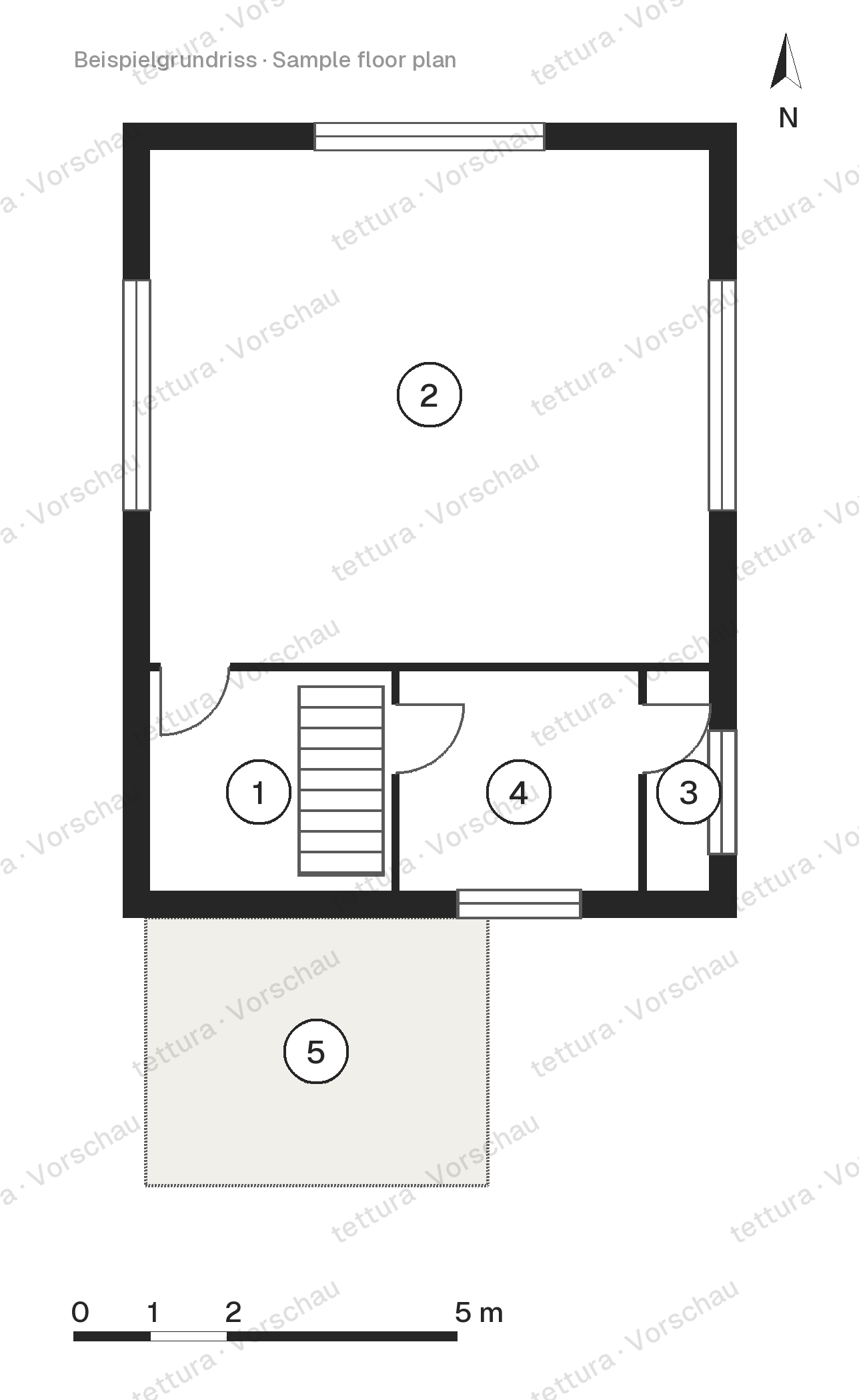 Bright Gable House — 136 m² with tall roof · Floor plan · Ground floor