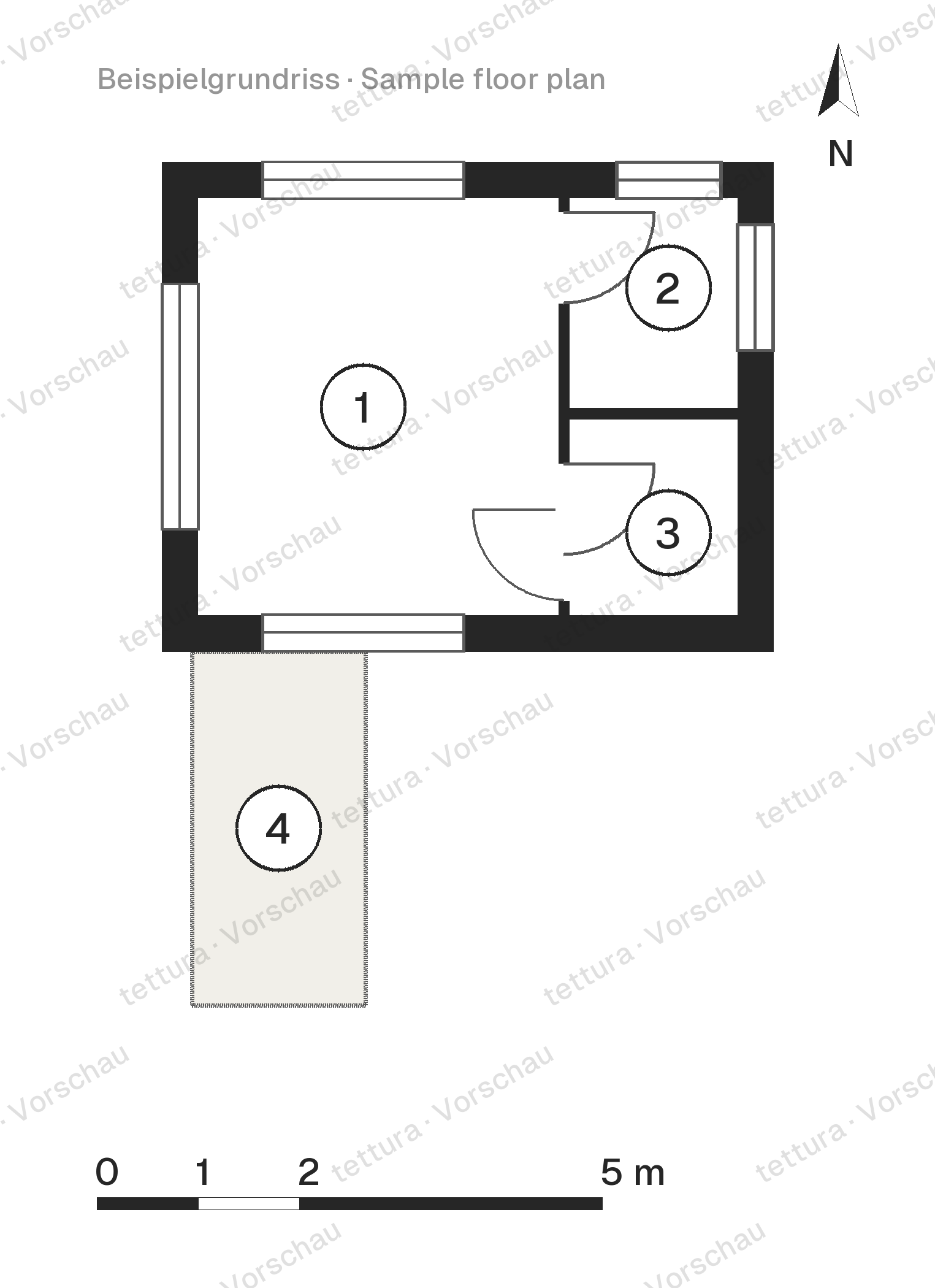 Pool Lounge — pérgola con cubierta verde 24 m² · Plano de planta · Planta baja