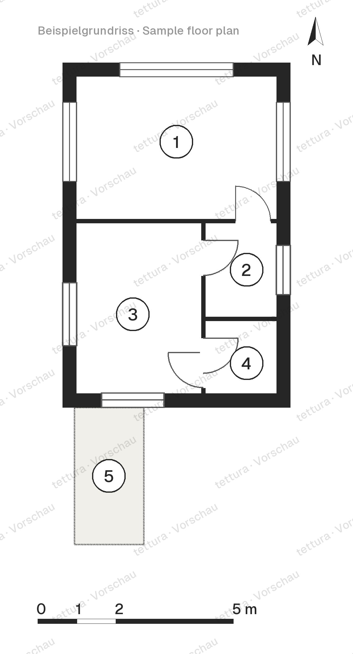 Pool house à pergola — 42 m² méditerranéen · Plan d'étage · Rez-de-chaussée