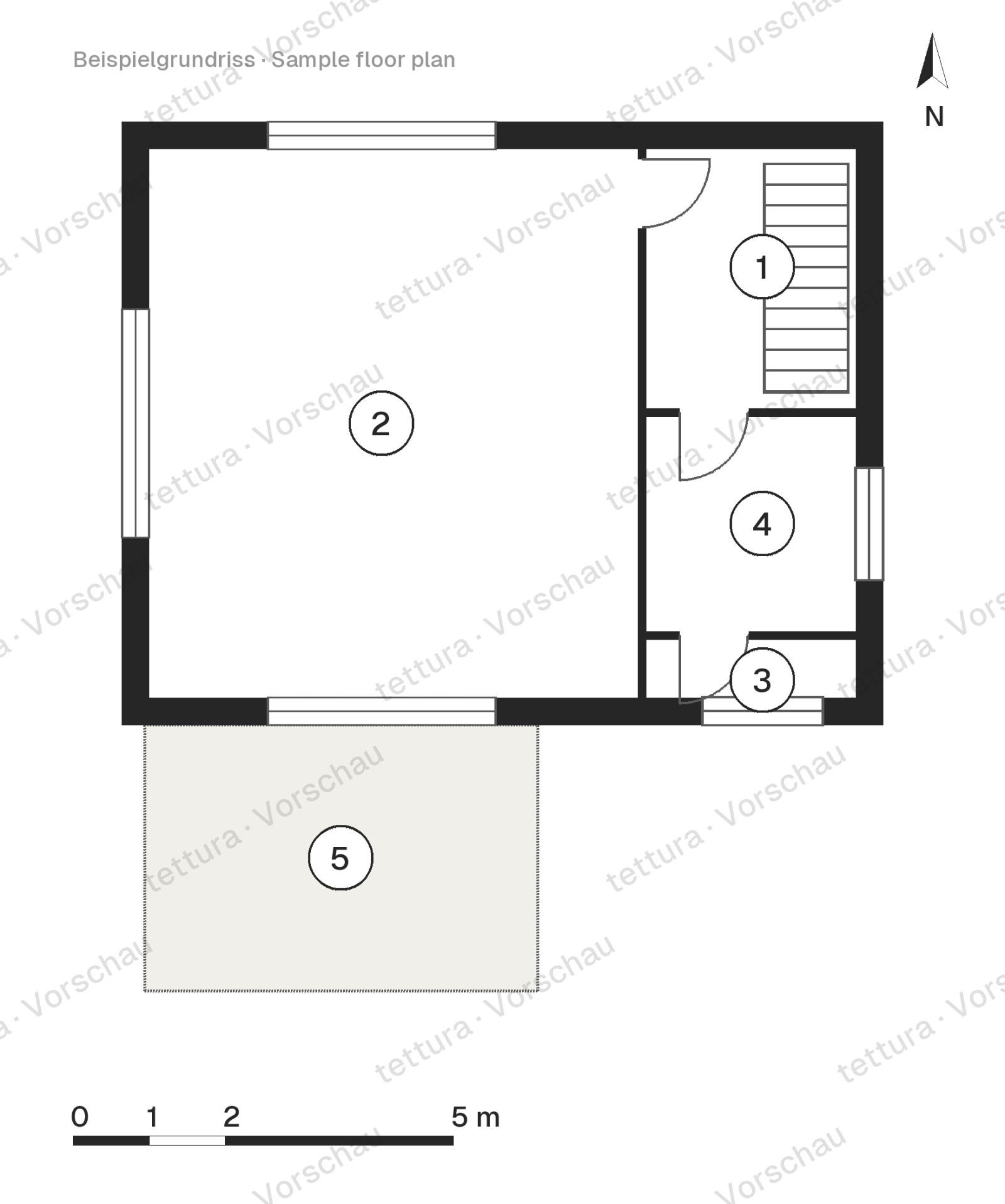 Casa d'inverno a falda unica — casa vacanze 104 m² · Pianta · Piano terra