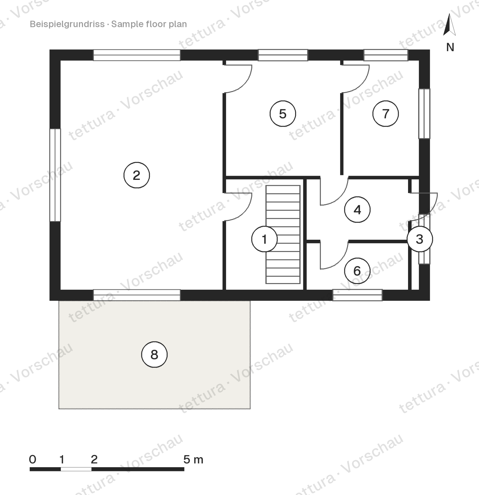 Forest Terrace — 164 m² with glass veranda · Floor plan · Ground floor